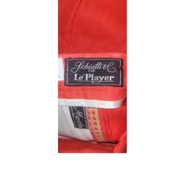 Schiatti & Co For Le Player Red Pants with Leather Detail. Size 38 - Picture 4 of 7